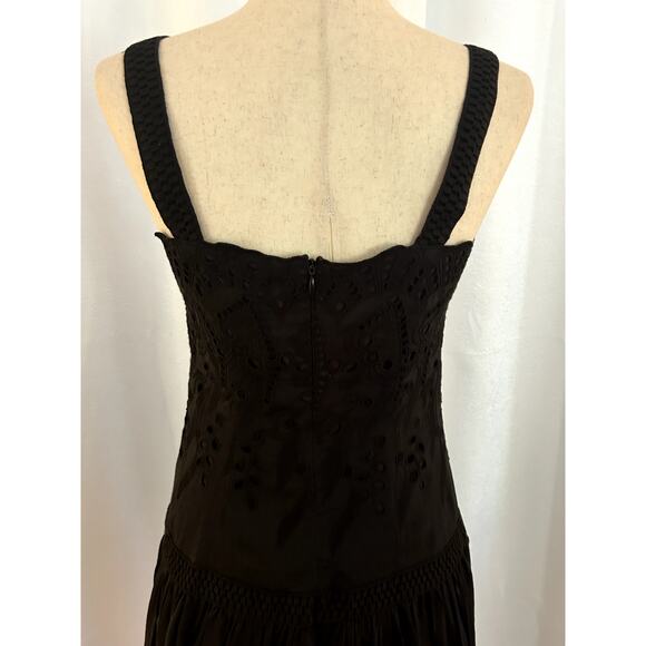 Ann Taylor Drop Waist Midi Dress Black Eyelet Silk Gatsby Dress Sz 4 - Picture 10 of 14
